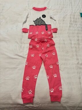 Kids Pink Cat Paw Sleep Set - Cozy Two-Piece Pajamas